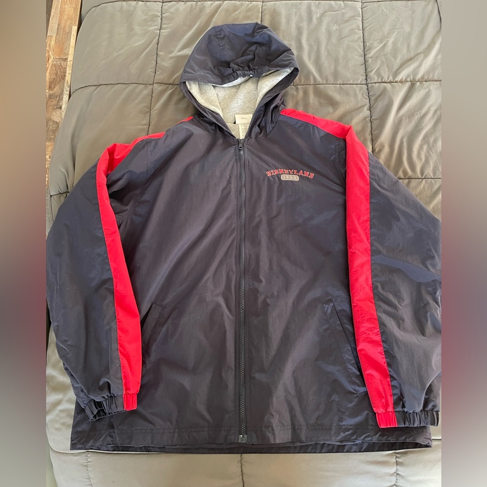 Disneyland 1955 Authentic Navy & Red Hooded Windbreaker Coat Jacket Size L